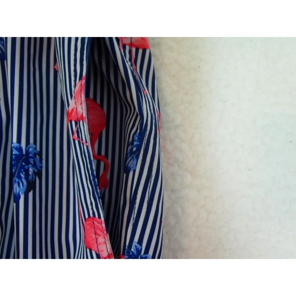 Rainforest‎ Men's Swim Trunks Size XL Flamingos Striped Lined Swimsuit Shorts